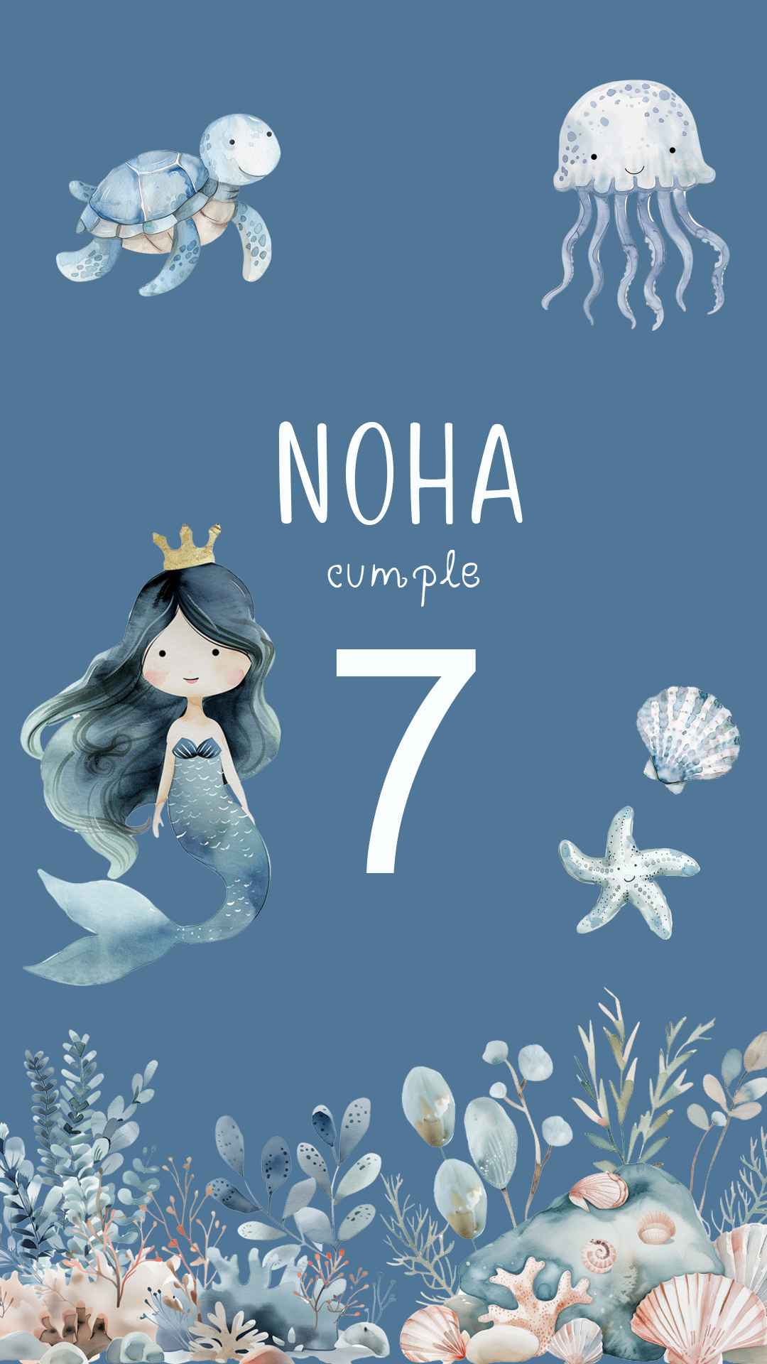 Invitación digital personalizada cumpleaños y festejos OCEAN PARTY