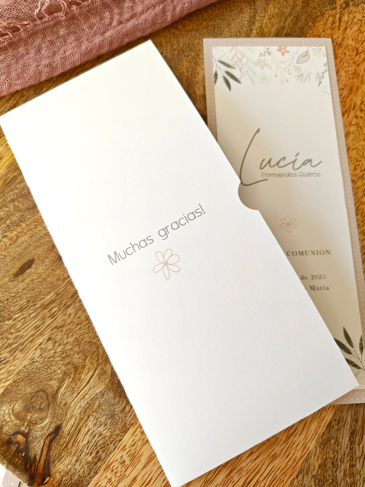 Recordatorio / Punto de libro personalizado Comunión COLECCIÓN PRIMAVERA