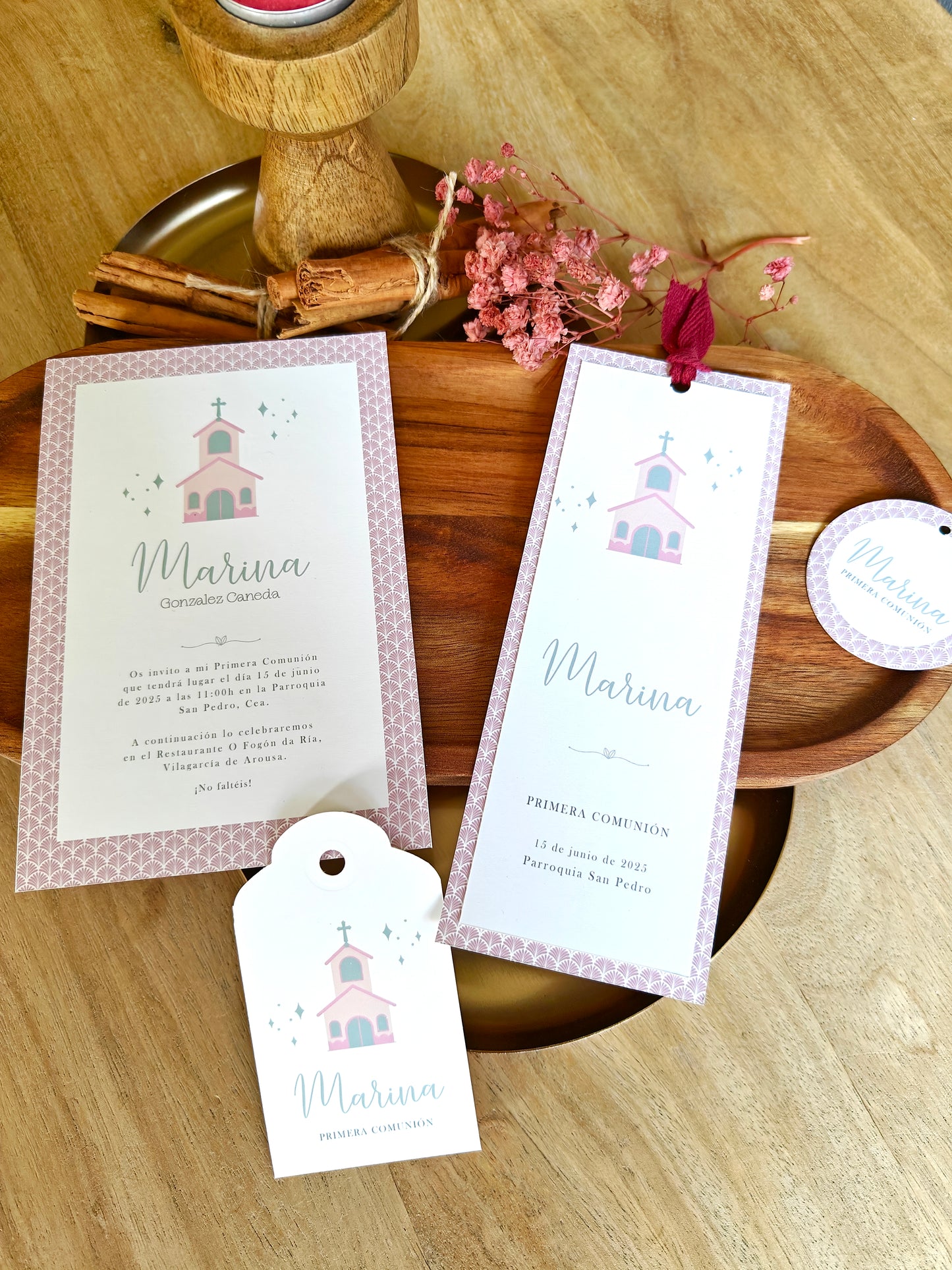 Pack x 15 Etiquetas personalizadas Comunión COLECCIÓN IMAGINE CAPILLA