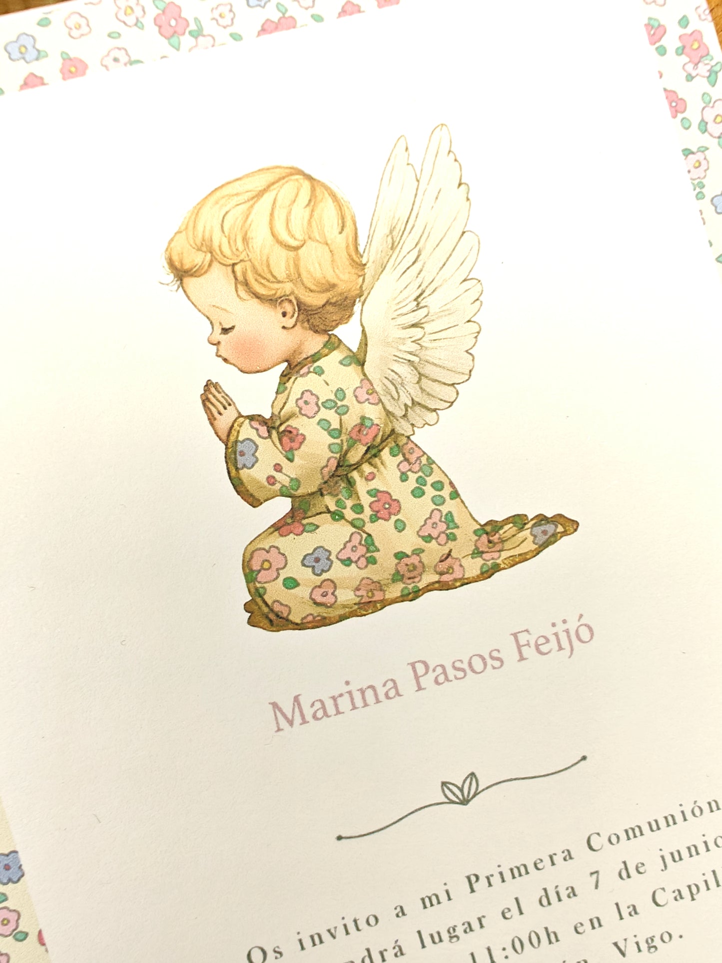 Invitación impresa personalizada Comunión COLECCIÓN ANGELITO NIÑA (NEW)