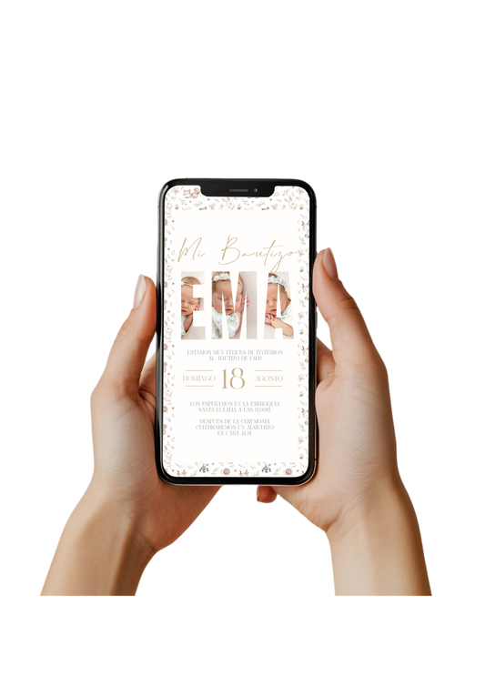 Invitación digital personalizada Bautizo COLECCIÓN WOODLAND ¨NEW¨