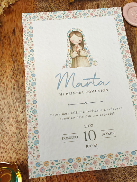 Invitación impresa personalizada Comunión COLECCIÓN VIRGENCITA (NEW)
