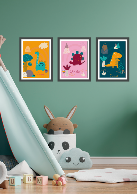 Láminas decorativas impresas personalizadas COLECCIÓN DINOS FUN