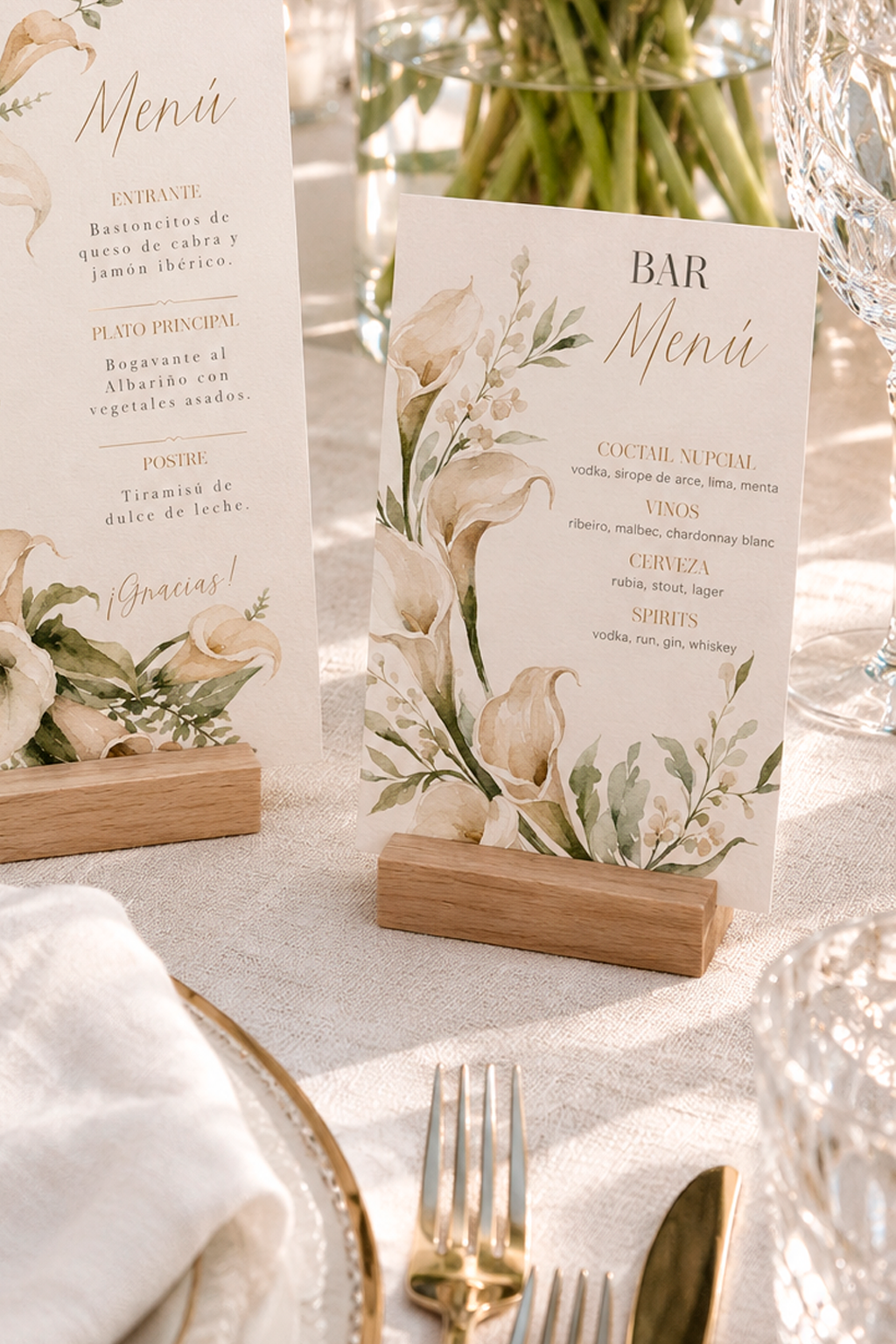 BAR MENÚ PARA BODA / COLECCIÓN CALAS