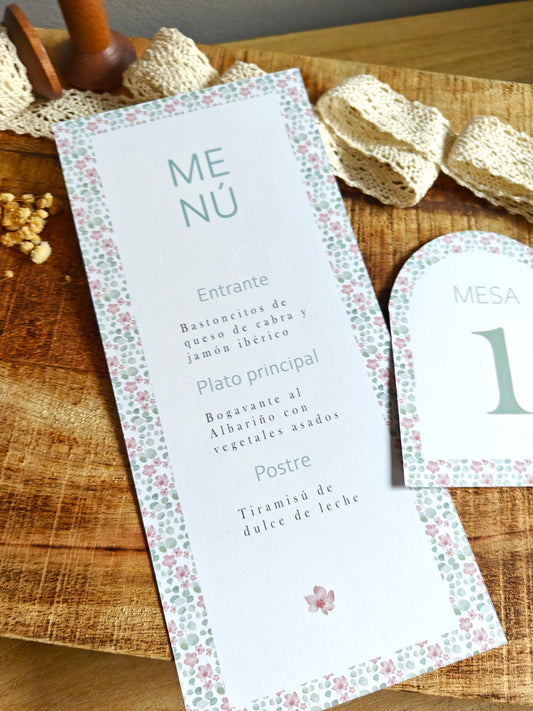 Minuta - Menú para mesa personalizado Primera Comunión COLECCIÓN VIRGENCITA