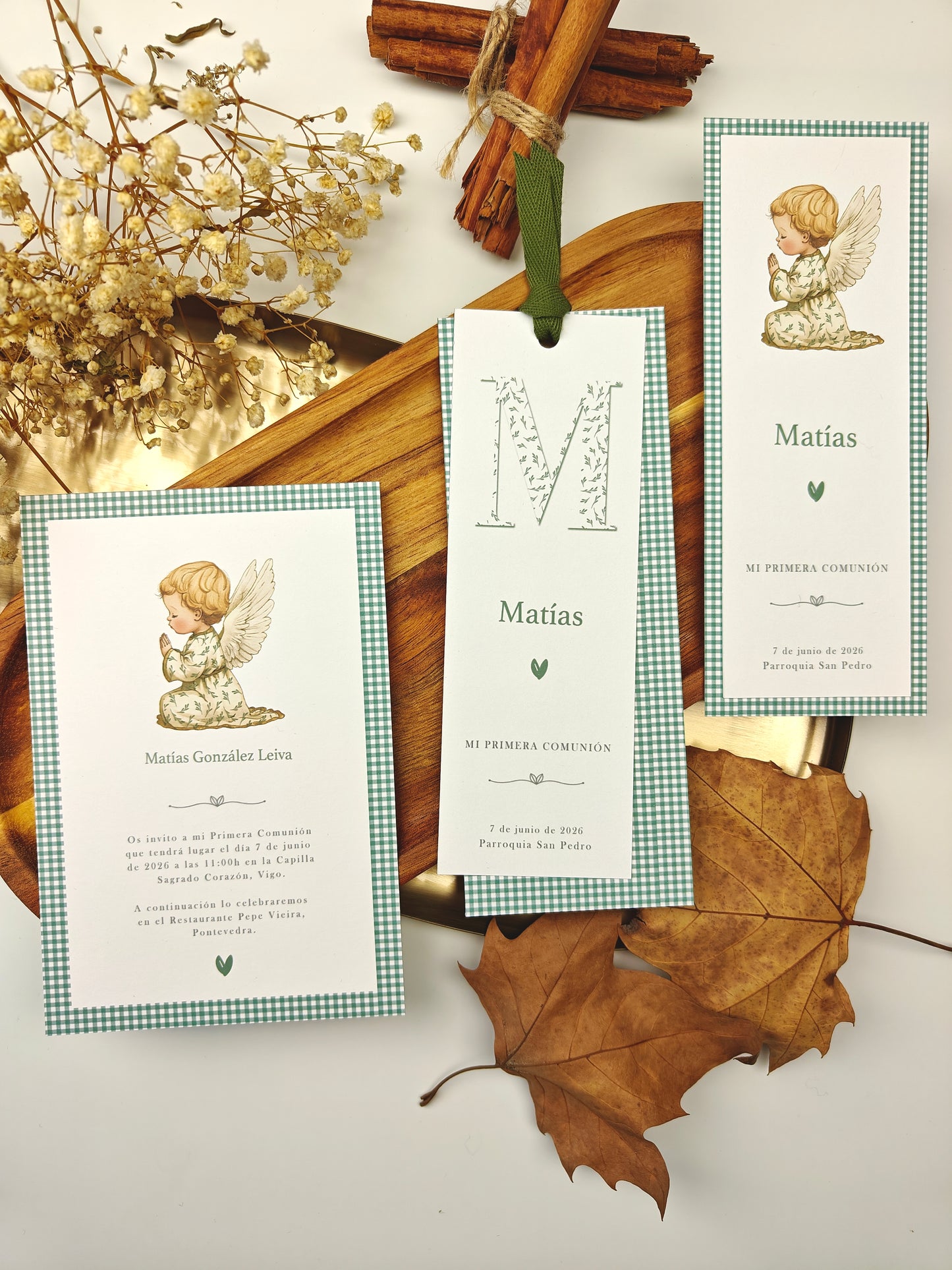 Recordatorio / Punto de libro personalizado Comunión COLECCIÓN ANGELITO NIÑO (NEW)