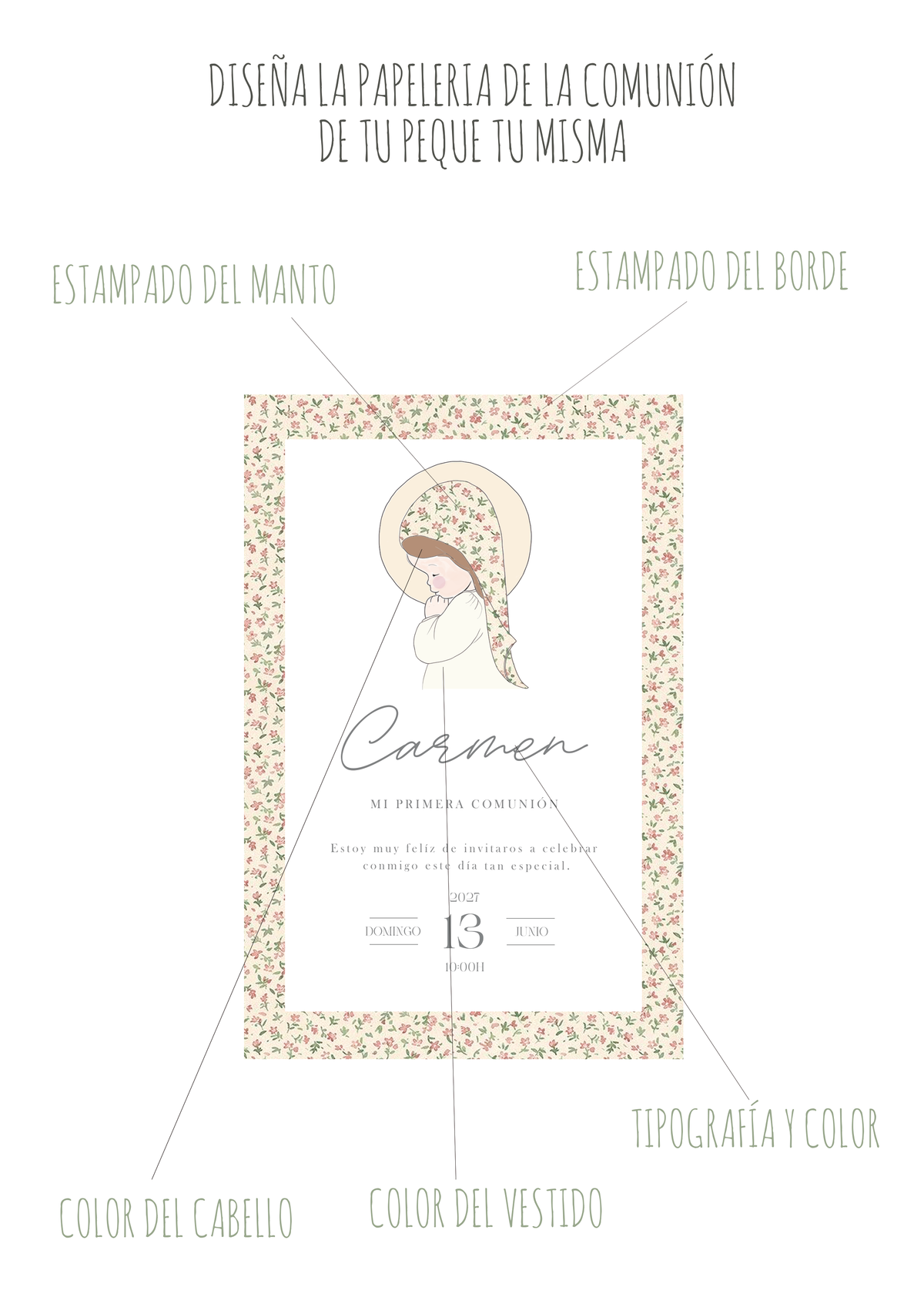 invitaciones impresas (Mi Comunión, mi diseño)