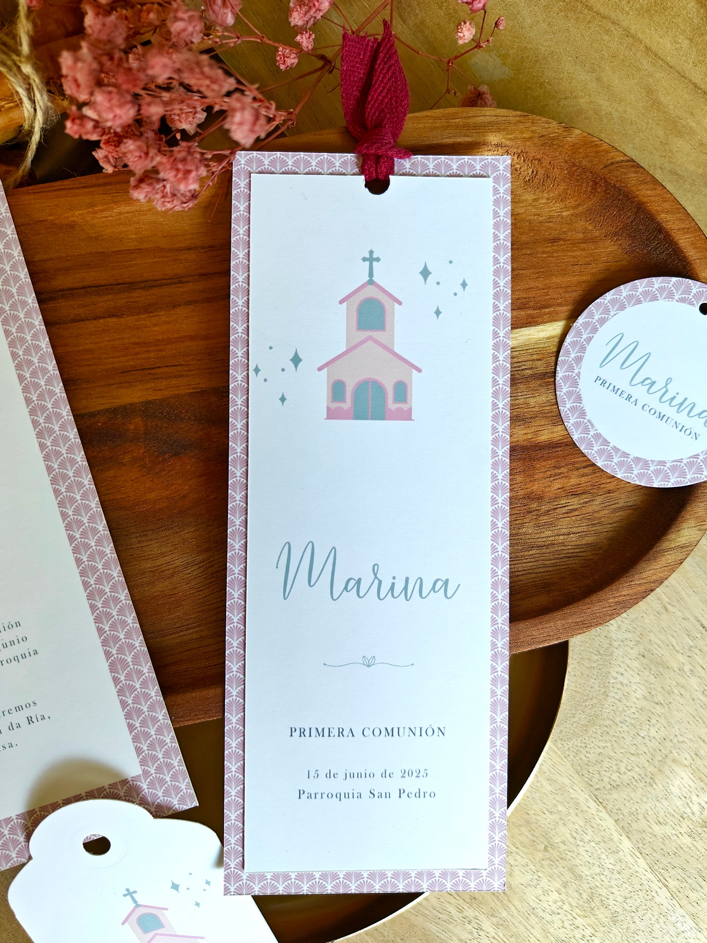 Recordatorio / Punto de libro personalizado Comunión COLECCIÓN IMAGINE CAPILLA