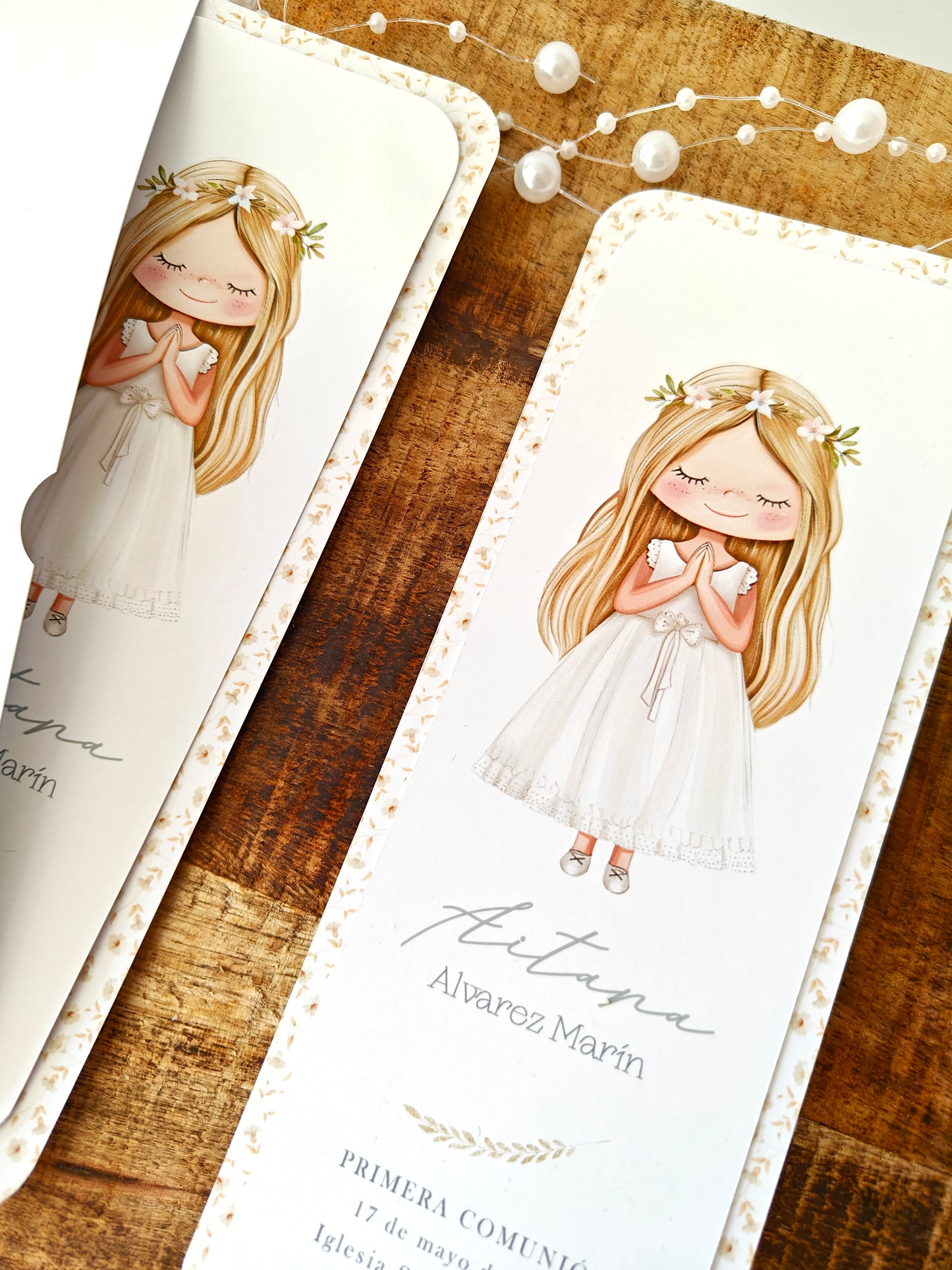 Recordatorio / Punto de libro personalizado Comunión COLECCIÓN CAMOMILE