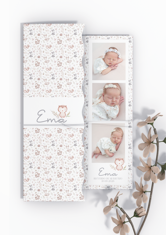 Recordatorio con foto personalizado Bautizo COLECCIÓN WOODLAND ¨NEW¨