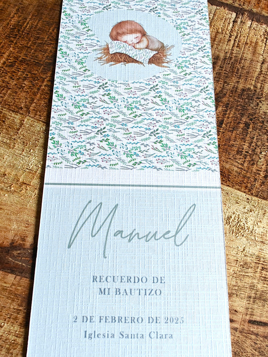 Recordatorio / Punto de libro personalizado Bautizo COLECCIÓN BABY BOY