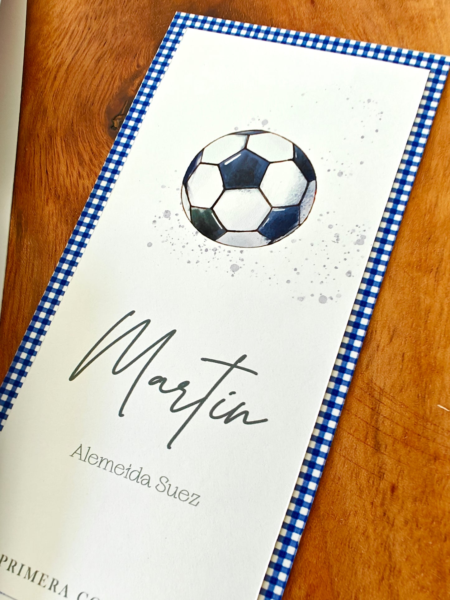 Recordatorio / Punto de libro personalizado Comunión COLECCIÓN FUTBOL