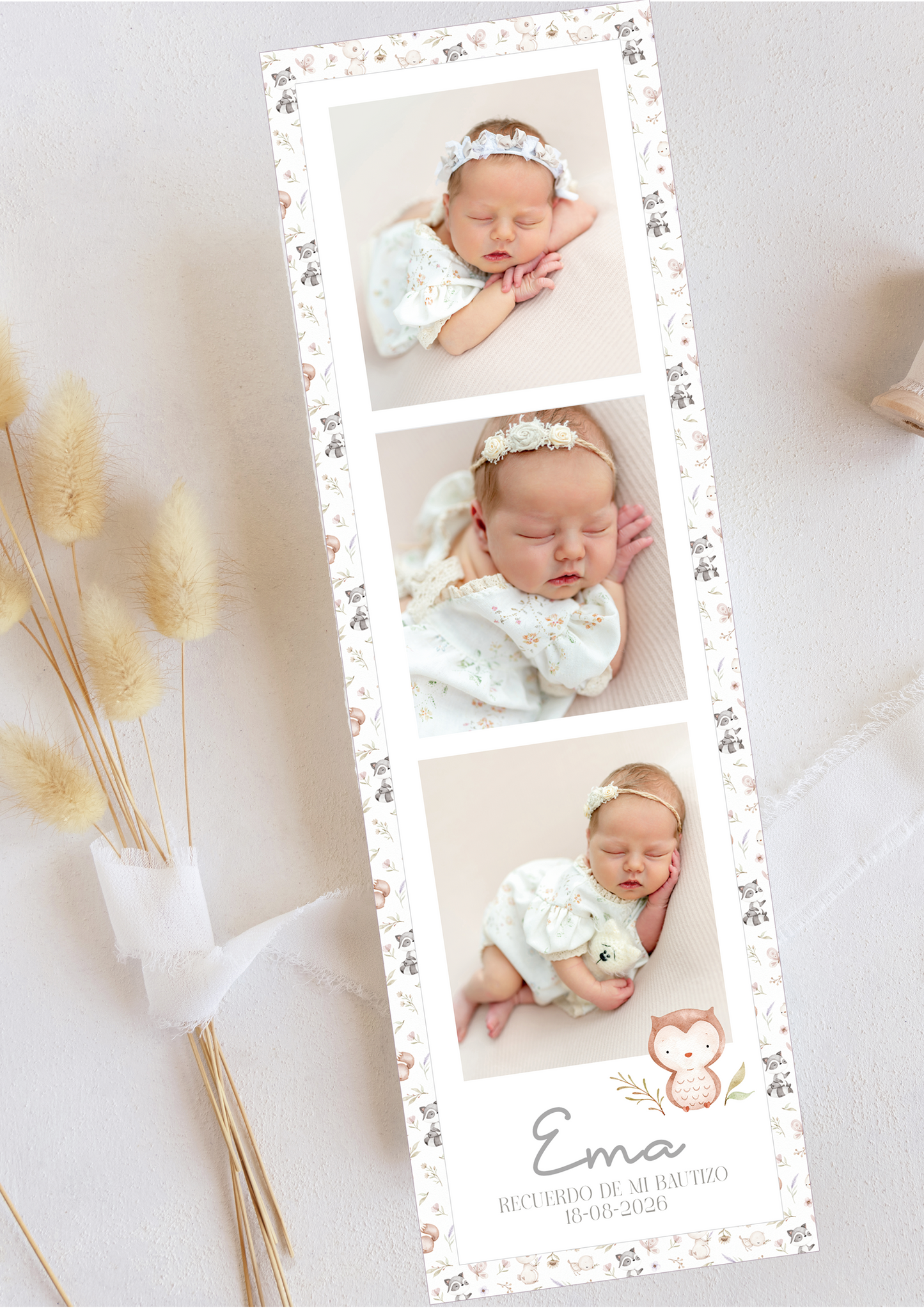 Recordatorio con foto personalizado Bautizo COLECCIÓN WOODLAND ¨NEW¨