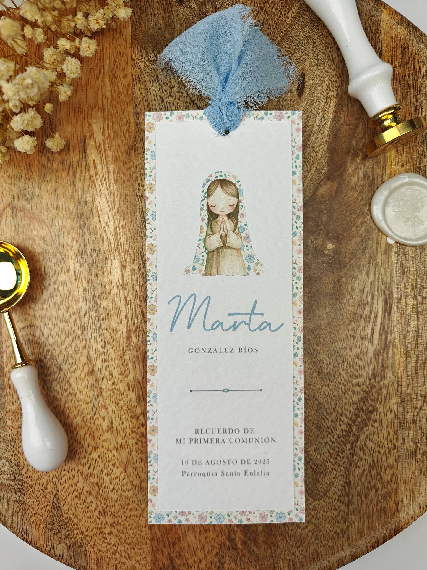 Recordatorio / Punto de libro personalizado Comunión COLECCIÓN VIRGENCITA (NEW)