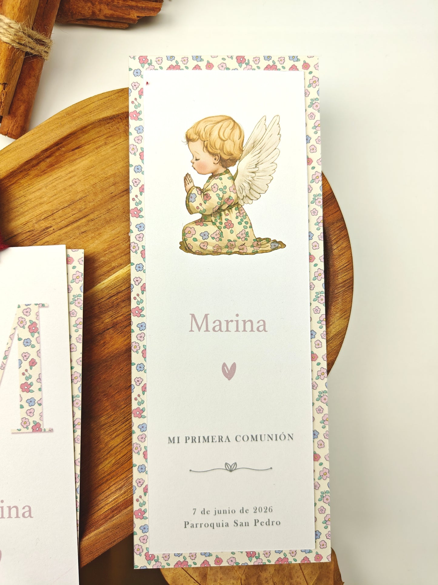 Recordatorio / Punto de libro personalizado Comunión COLECCIÓN ANGELITO NIÑA (NEW)
