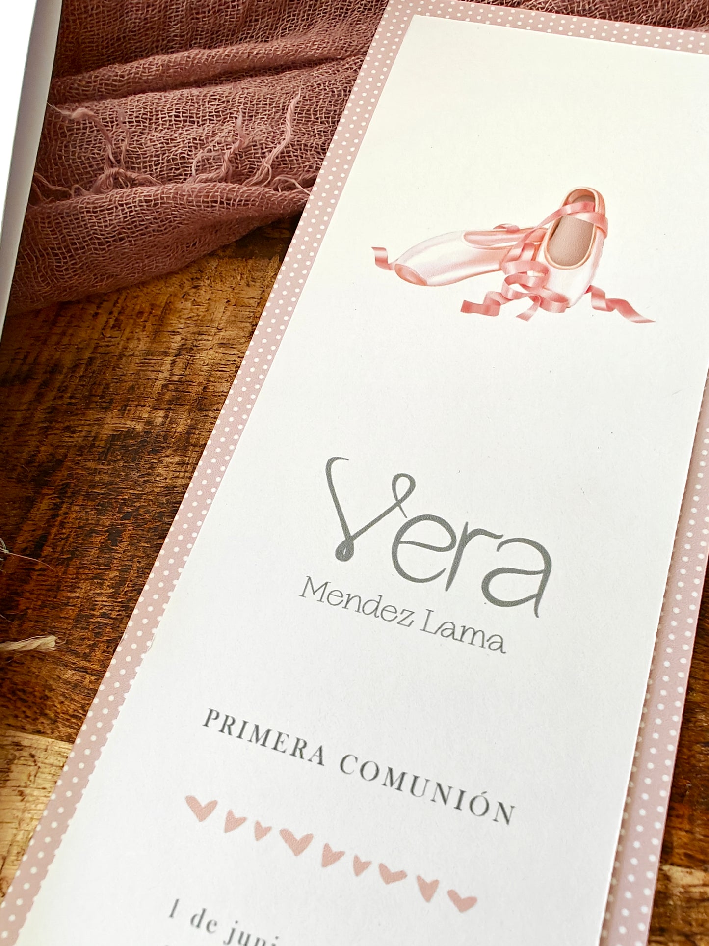 Recordatorio / Punto de libro personalizado Comunión COLECCIÓN BALLET