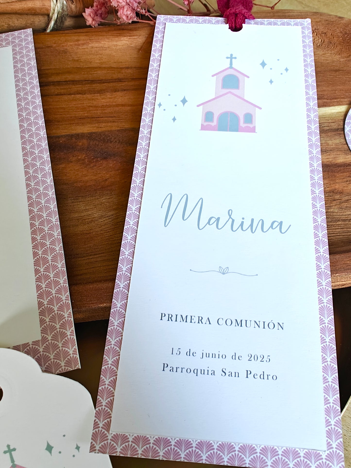 Recordatorio / Punto de libro personalizado Comunión COLECCIÓN IMAGINE CAPILLA