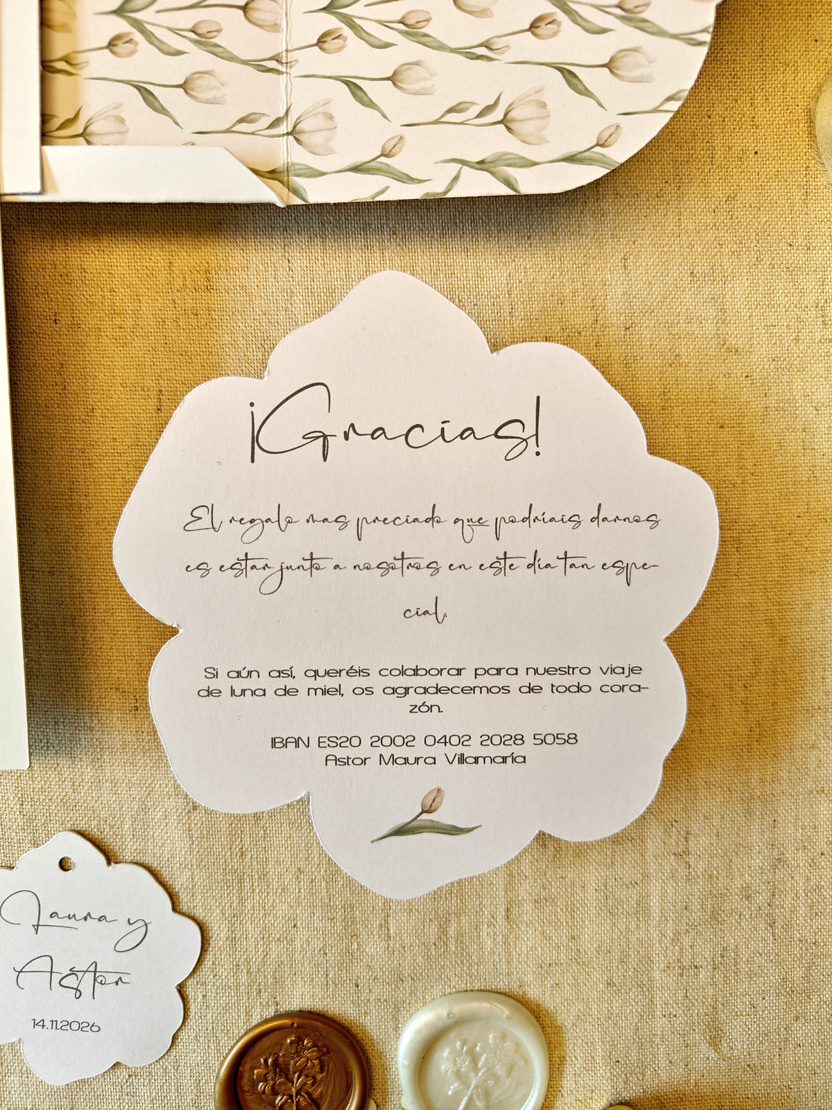 TARJETA AGRADECIMIENTO - INFO BODA /  COLECCIÓN FLORAL MANAROLA