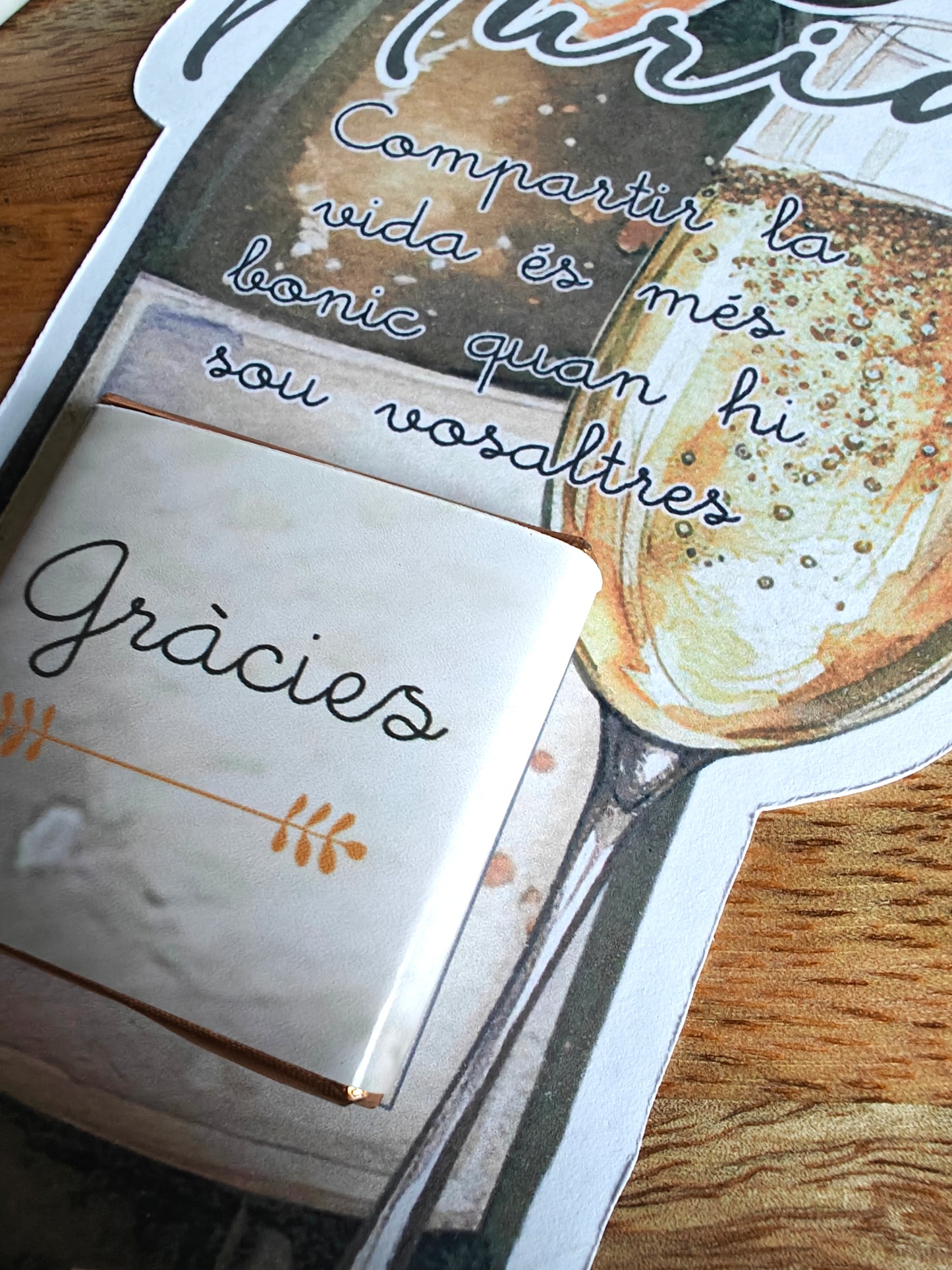 Tarjeta recordatorio o agradecimiento con chocolatina