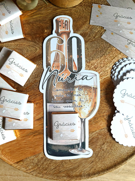 Tarjeta recordatorio o agradecimiento con chocolatina